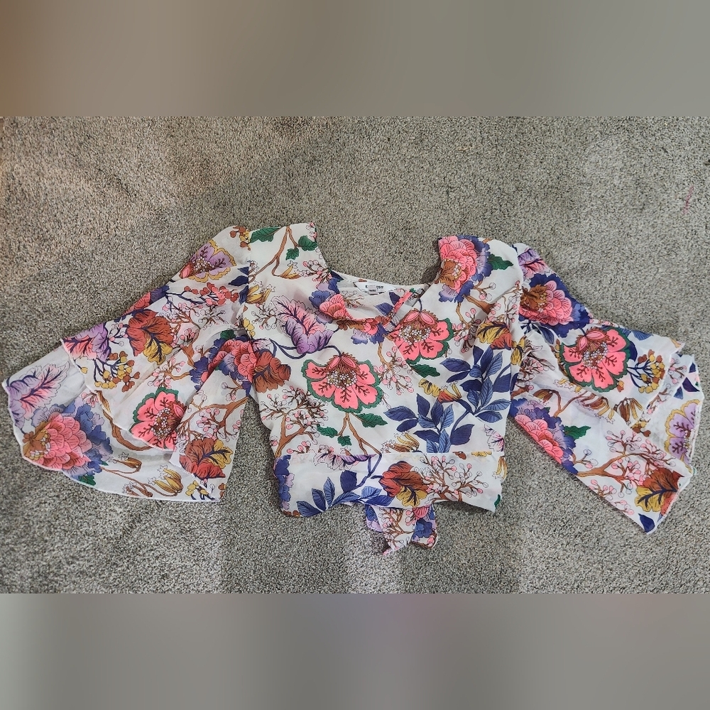 Express Floral Open Back Crop Top Size XS